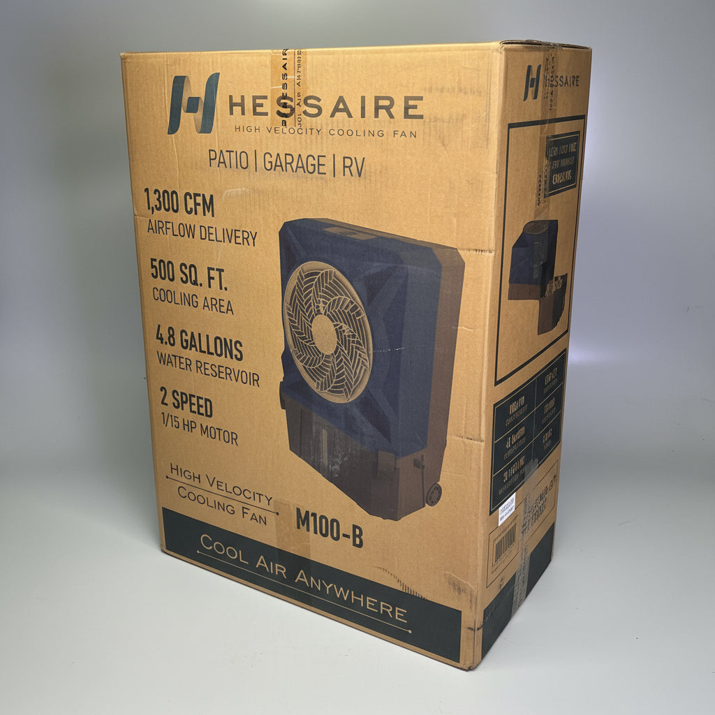 HESSAIRE Portable Evaporative Cooler 1,300 CFM Airflow 500 sq ft Cooling M100-B