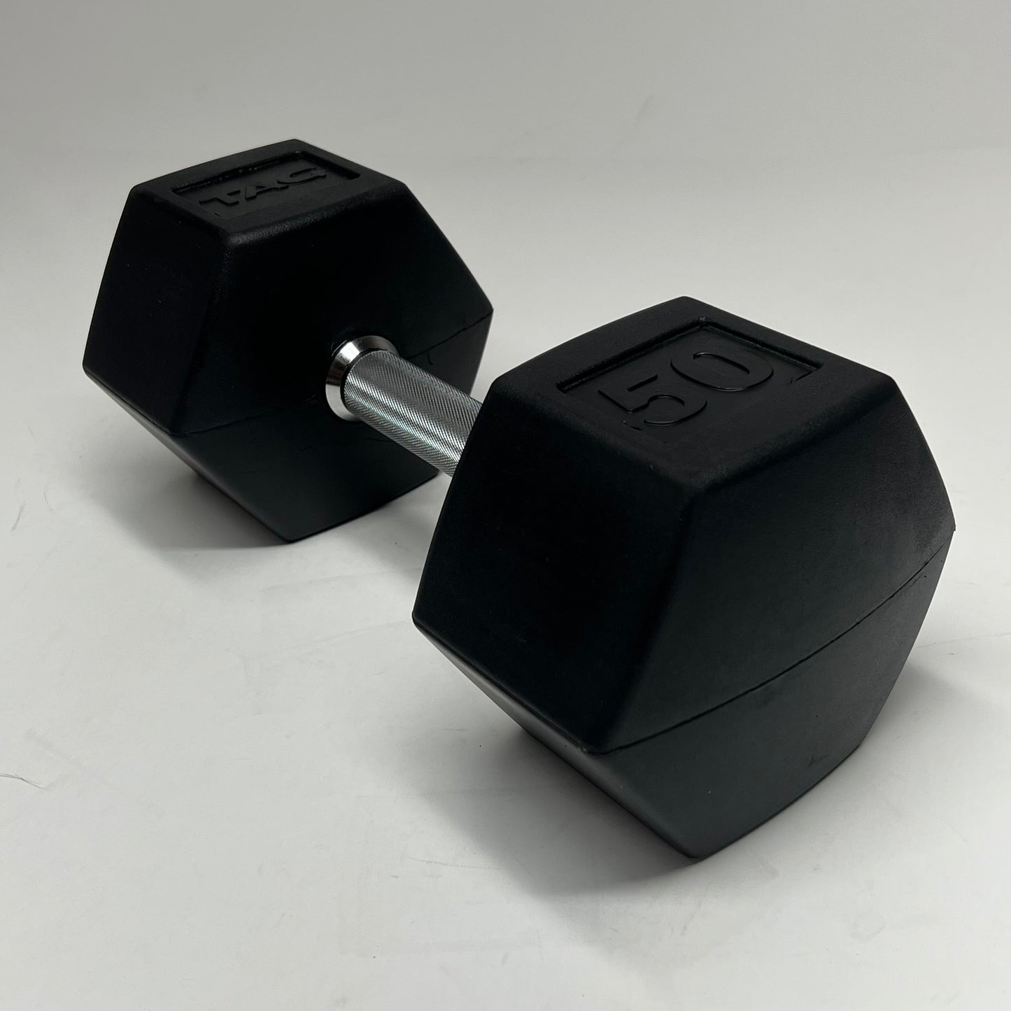 ZA@ TAG Metal & Rubber Dumbbells 50lbs Black/Chrome 1908