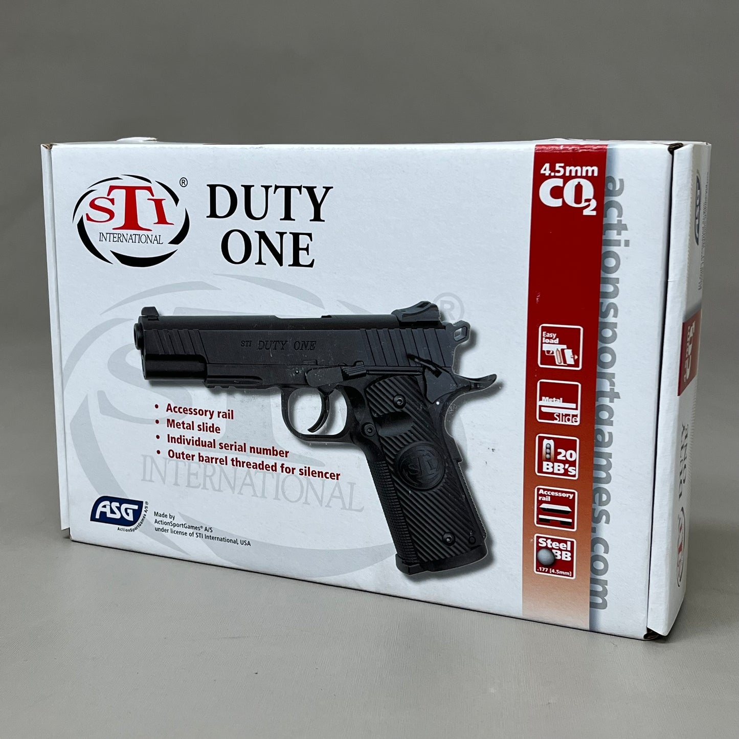 Z@ ASG STI Duty One Co2 Non-Blowback Airgun Pistol Steel BB's Ammo Black 16730