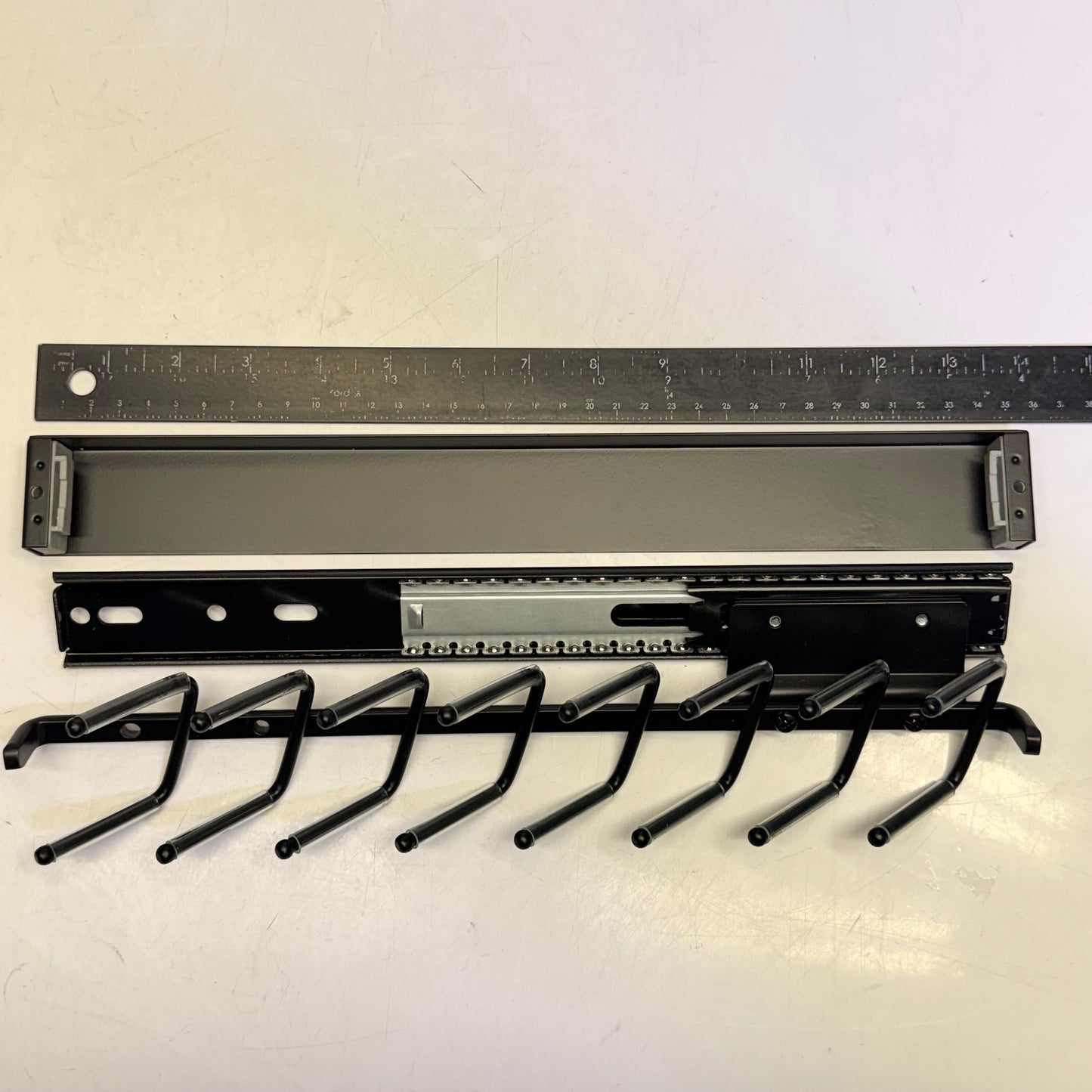 REV A SHELF Deluxe Sliding Pull Out Tie Rack 14" Matte Black CTRSL-14-MB-1