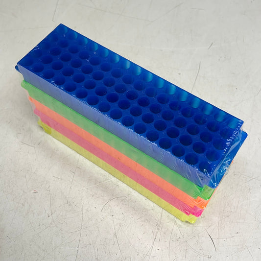 (SET OF 5) Laboratory Microcentrifuge Tube Racks  9.5"x3.5" Multicolor TR-80ASST