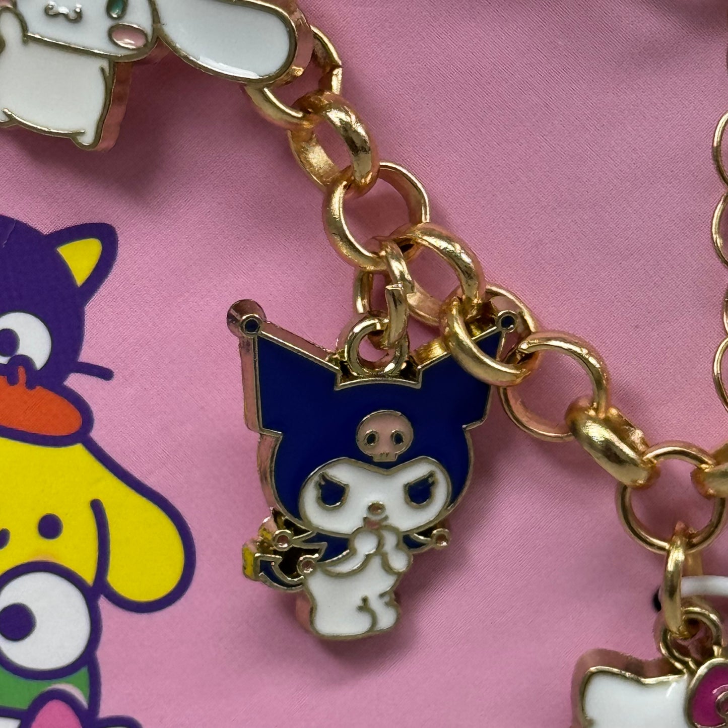 SANRIO Hello Kitty & Friends Charm Bracelet Gold-Tone Lobster Clamp Zinc 7" L