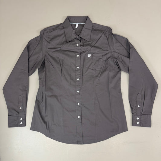CINCH Long Sleeve & Shirt Tail Solid Button Down Top Women's SZ XL Grey MSW9164029