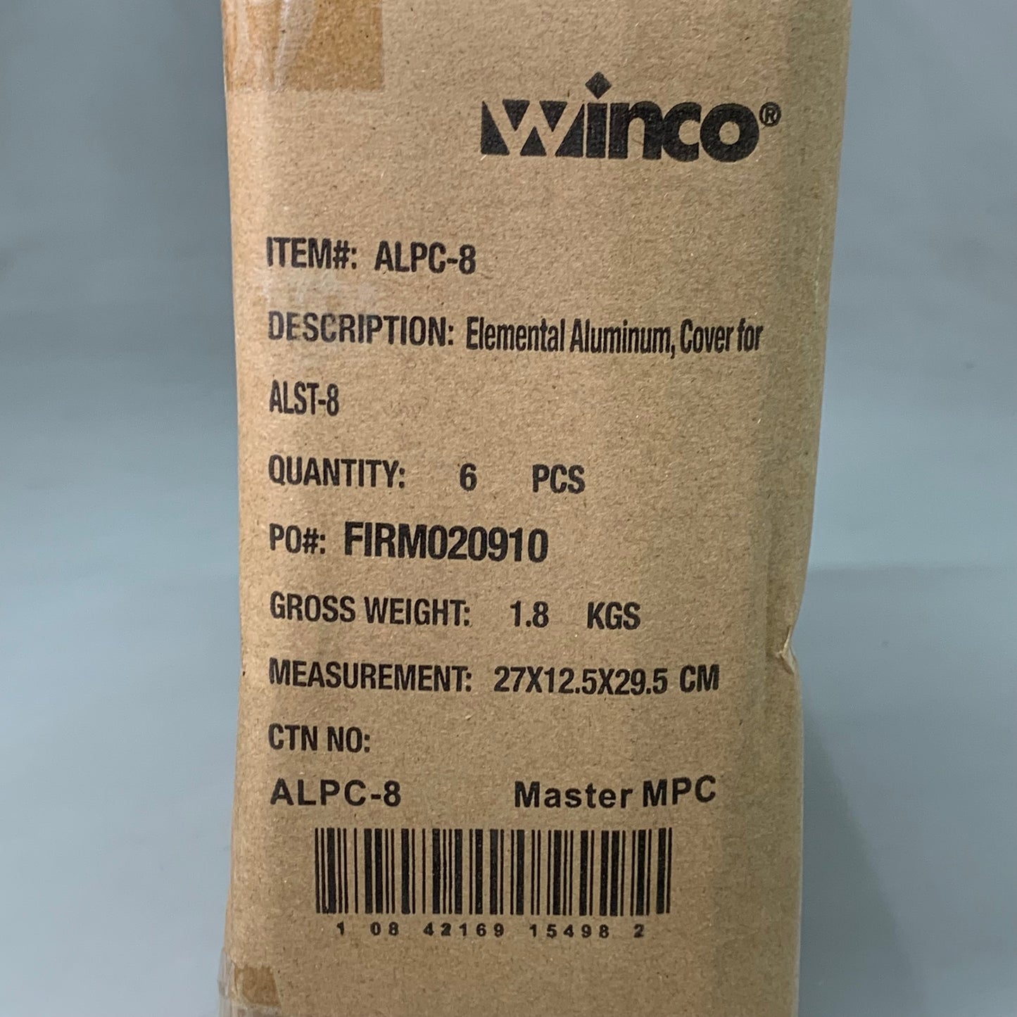 WINCO (6 PACK) Elemental Aluminum Cookware Cover ALPC-8