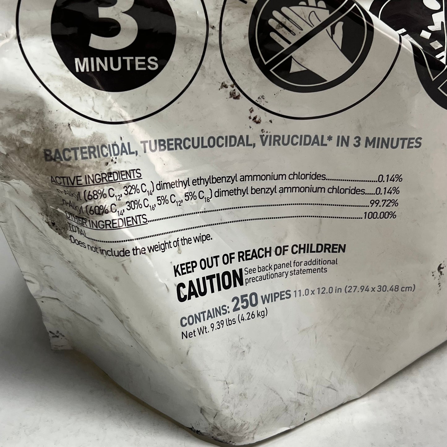 ZA@ SANI-CLOTH (250 PACK) Af3 Disinfectant Wipes Non-alcohol  XL  (As-Is)