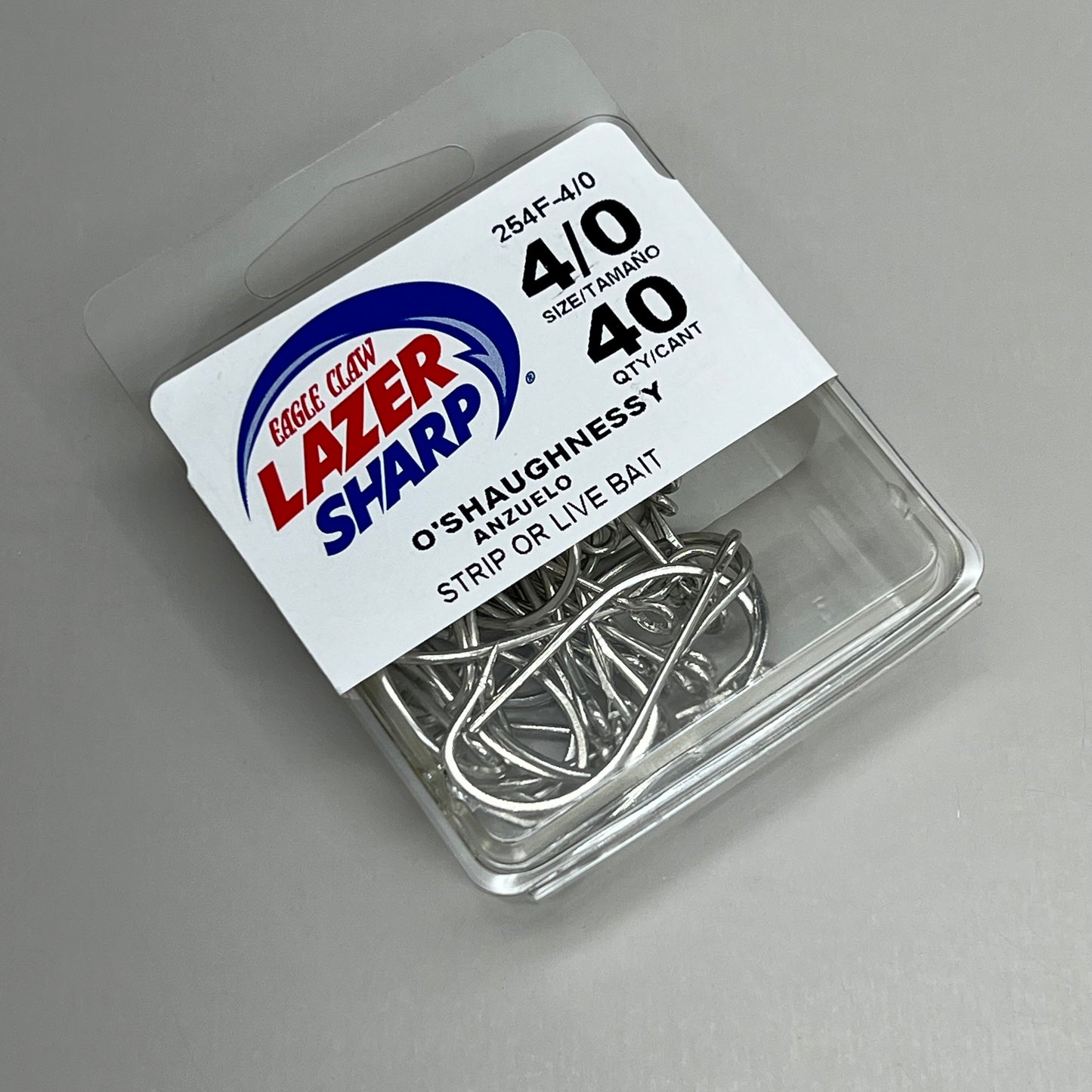 EAGLE CLAW O'Shaughnessy Hook Strip or Live Bait Chrome #4/0 40pc 254F-4/0