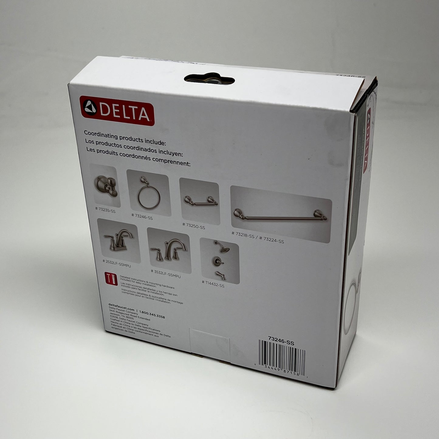 DELTA  Woodhurst Towel Ring Extends 2-7//8" From Wall Stainless Finish 73246-SS