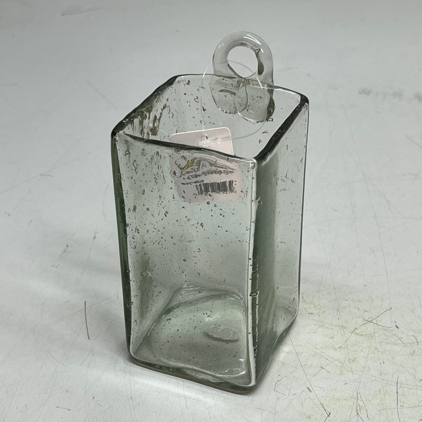 ZA@ RAZ IMPORTS Ripple Glass Wall Vase W/ Back Hoop 6"x3" Clear/Bubble 4419560