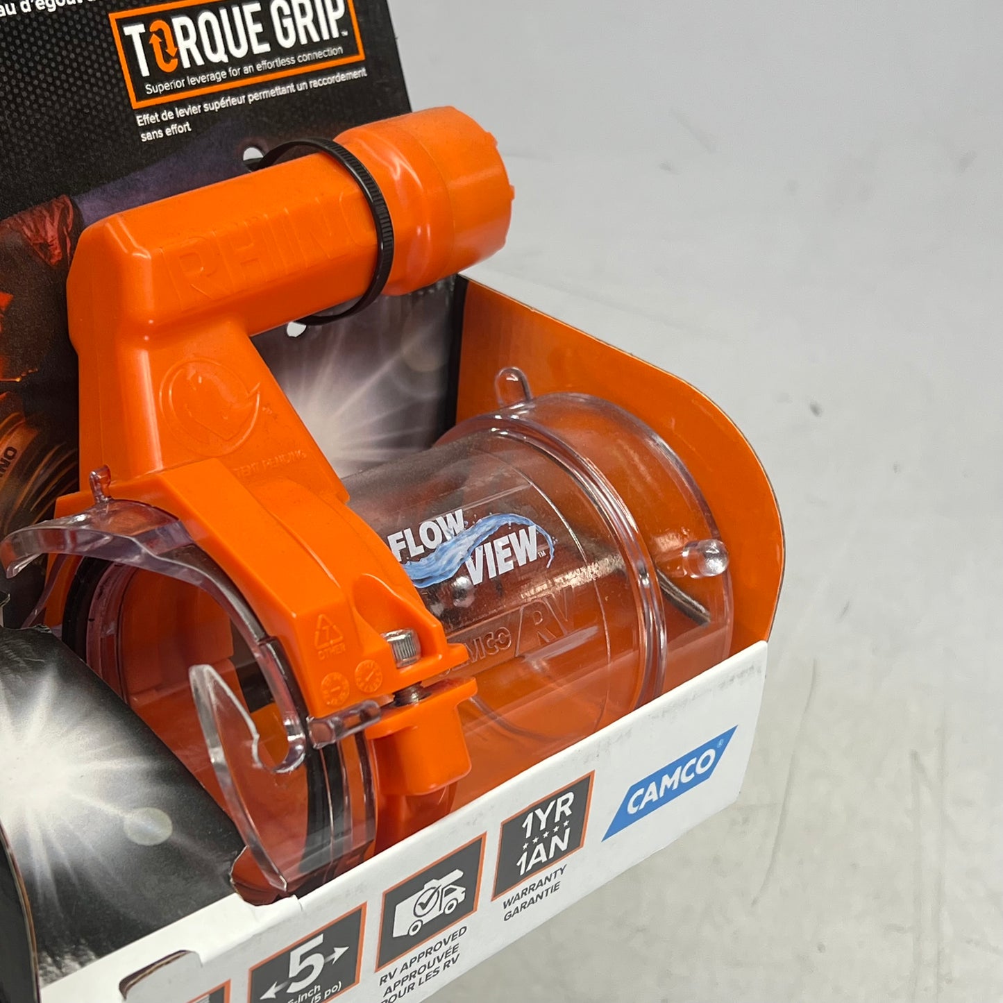 CAMCO Rhino Rv Sewer Extender Pro W/ Led Flashlight  5" Universal Orange 39570