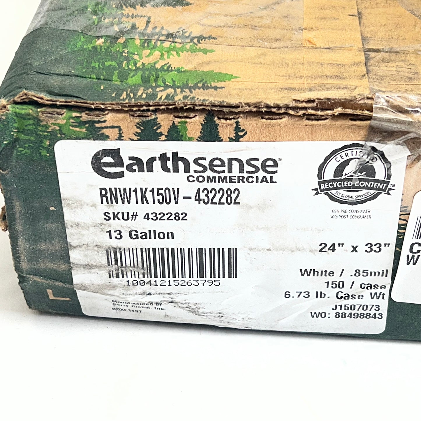 ZA@ EARTH SENSE  Commercial Recycled Can Liners  13 Gal 24" x 33" White RNW1K150V (As-is)