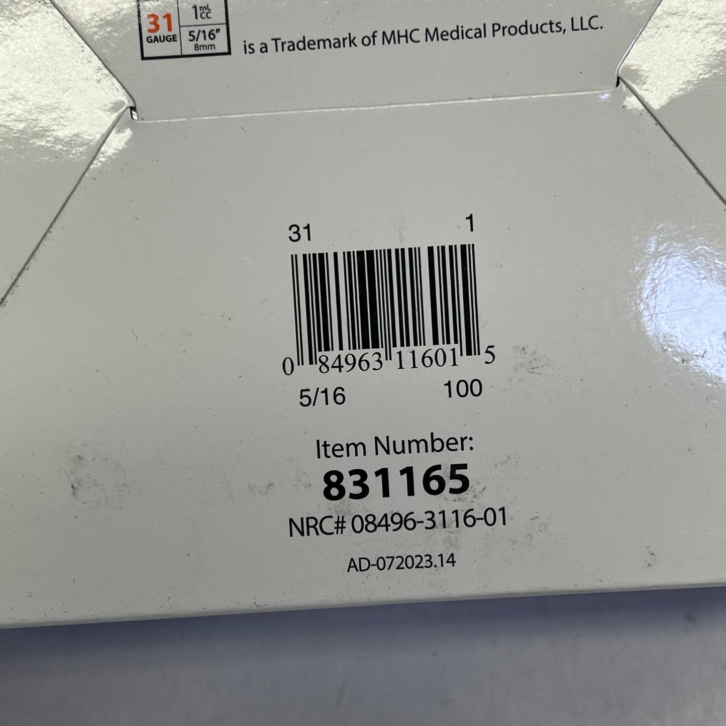 EASY TOUCH (100 PACK) Insulin Syringes 31G 1CC 5/16" 31 Gauge 1mL BB09/29 831165