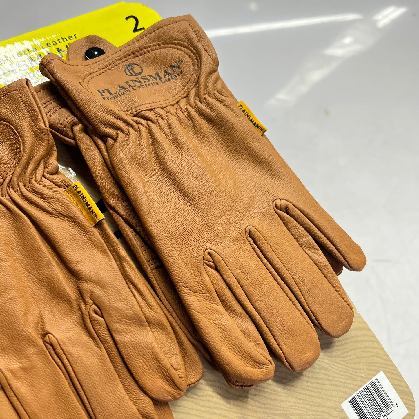 PLAINSMAN (2 PAIRS) Premium Cabretta Leather Gloves Unisex Sz M Brown GC206