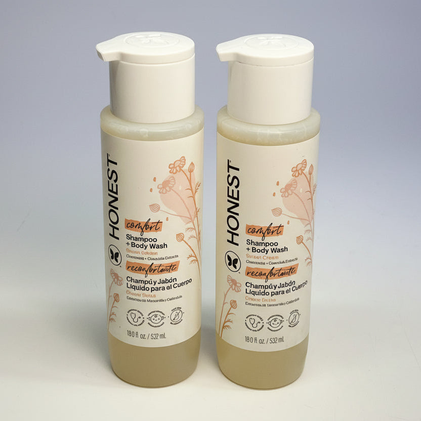HONEST (2 PACK) Comfort Baby Shampoo + Body Wash Sweet Cream Scent 18 fl oz