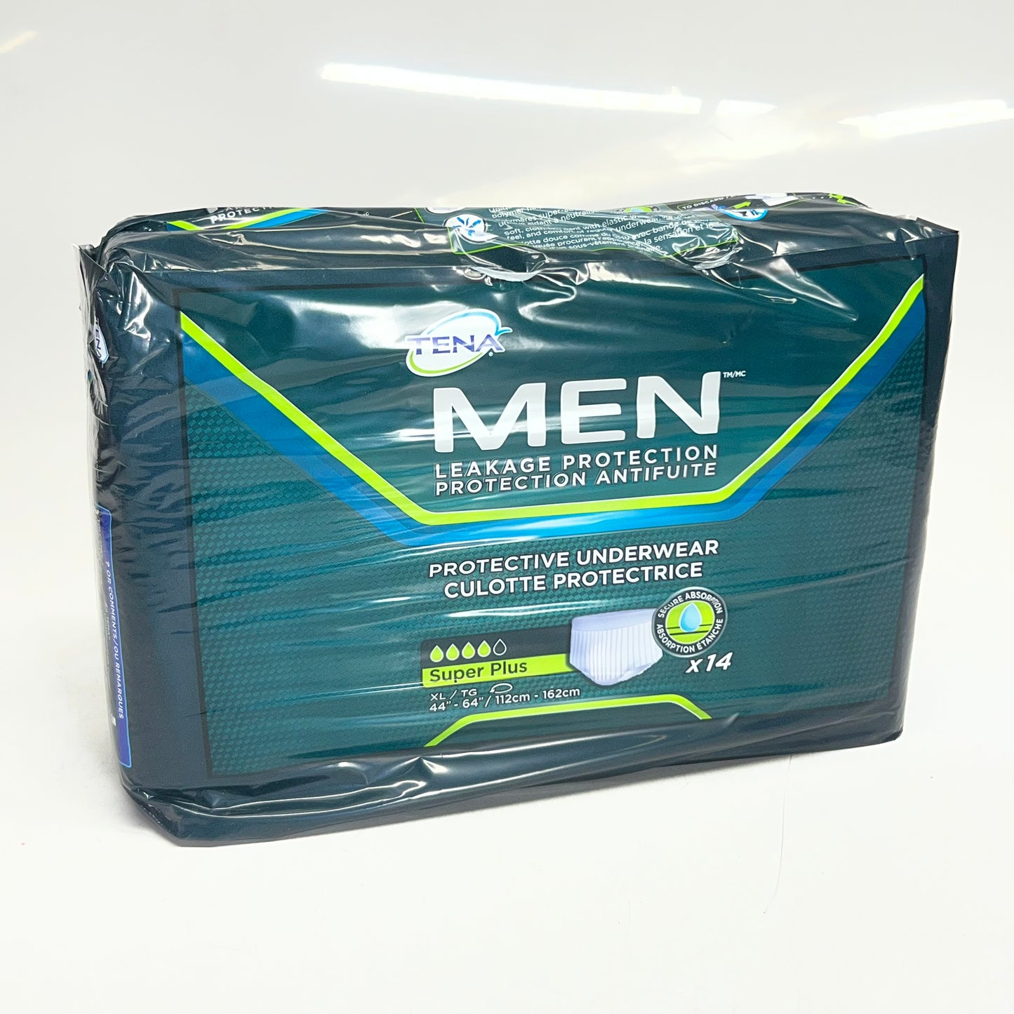 TENA (14 PACK) Men Super Plus Underwear, Heavy Absorbency Sz XL White 35108-06