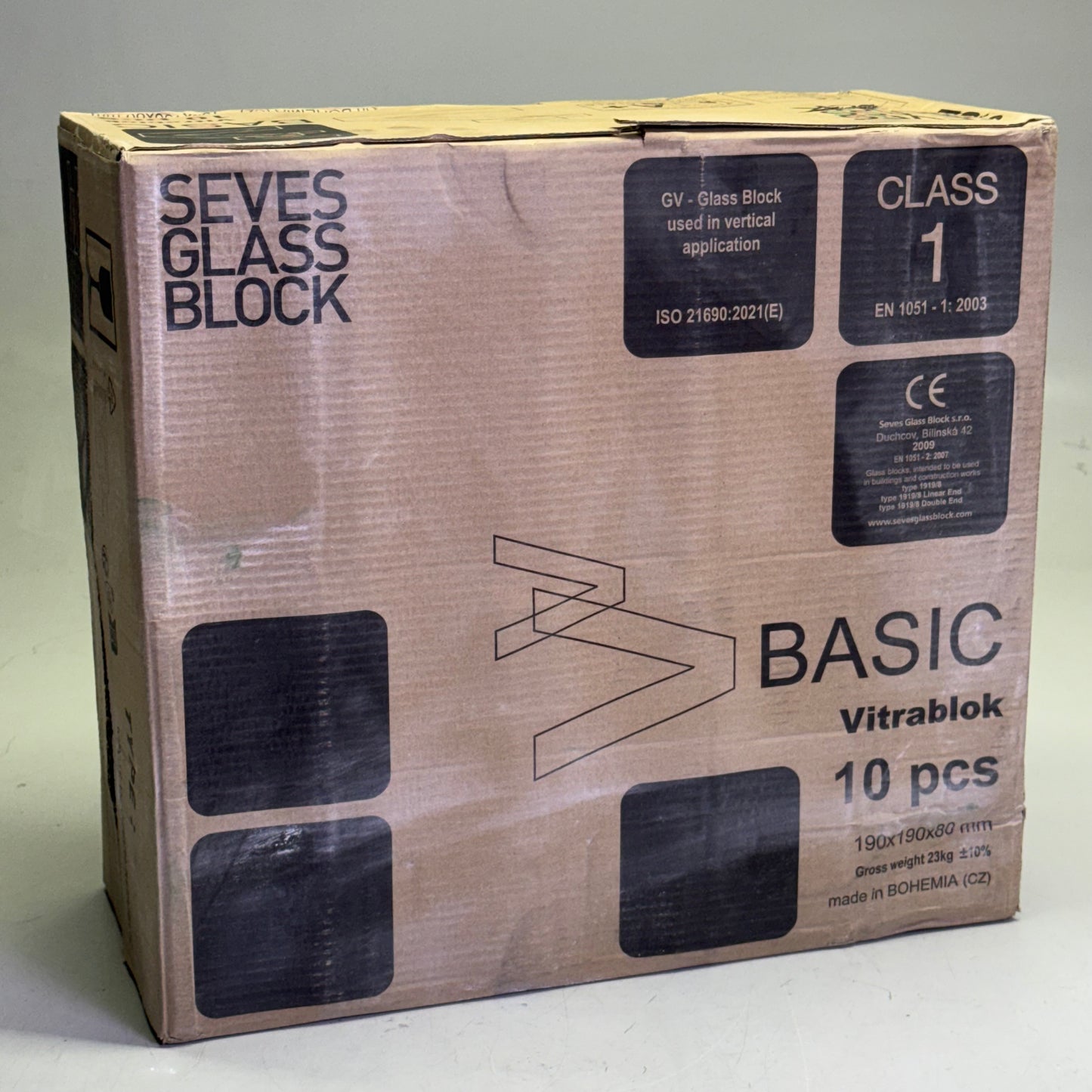 VITRABLOK (10 Pcs) Seves Glass Block Sz 7.5" x 7.5" x 2.7" 1919/8