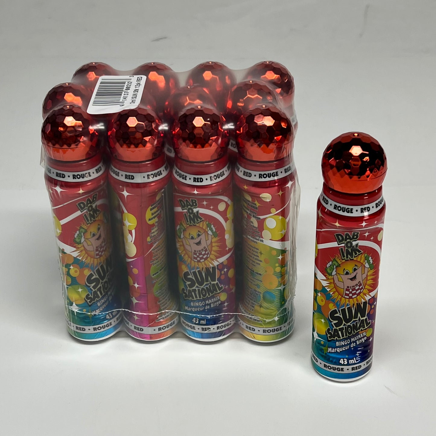 DAB O INK (12 PACK) Sunsational Bingo Marker Bright Ink 43ml/1.4 oz Red C26