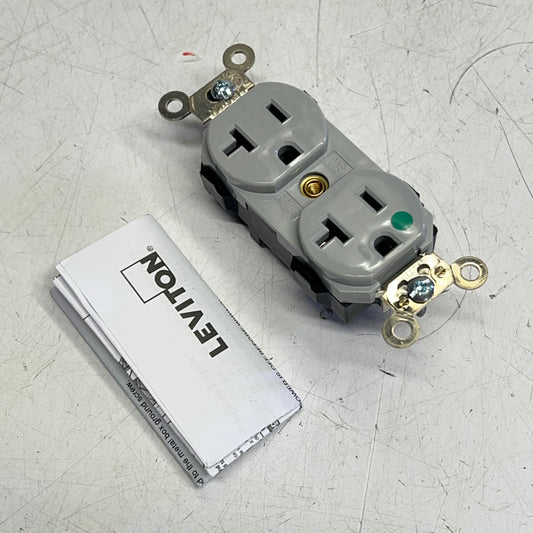 LEVITON  Lev-lok Hospital Grade Duplex Receptacle 20 Amp 125 V Grey M8300-GY