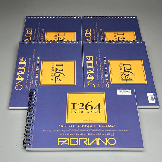 FABRIANO 5PK of I264 Sketch Paper 9in x 12in - 100 Sheets 500 Total White
