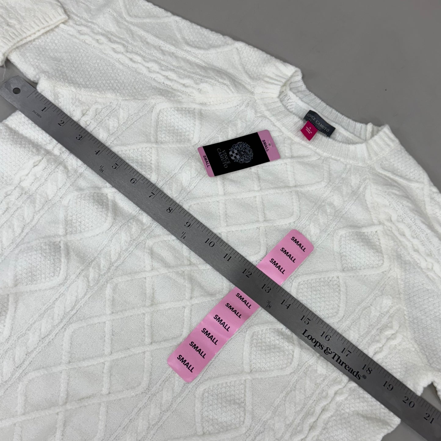 VINCE CAMUTO Cable Knit Sweater Women's Sz-S Antique White SC2895