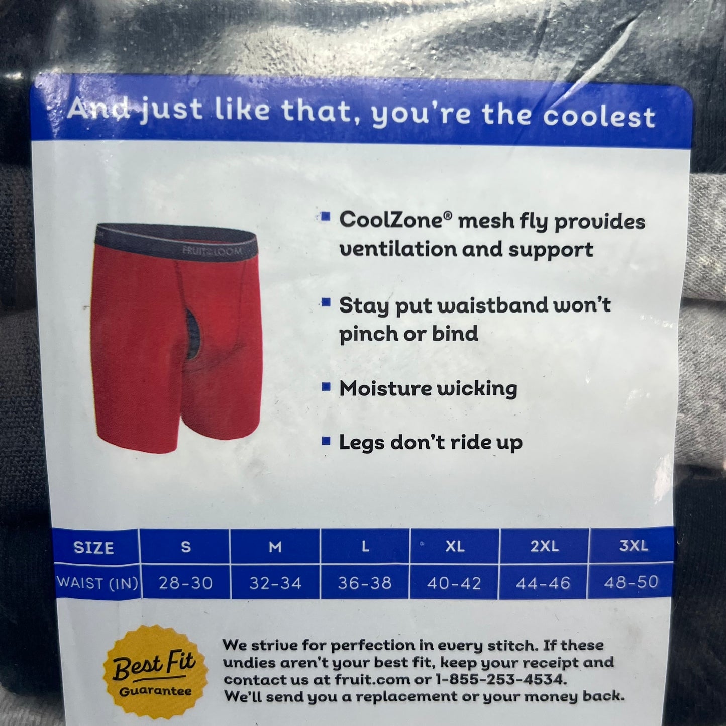ZA@ FRUIT OF THE LOOM (5 PACK) Eversoft Breathable Fabric Boxer Breifs Men's Sz XL Grey/Black 5BL76TG