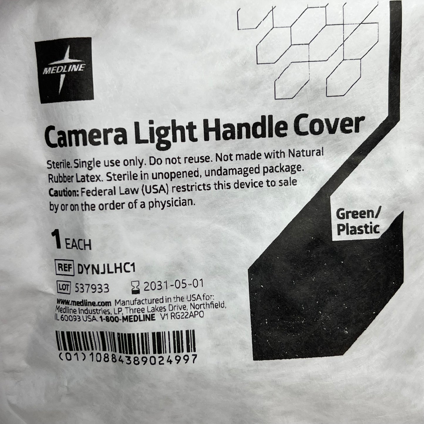 MEDLINE (2 PACK) Camera Light Handle Cover Sterile Single Use Green BB 05/31