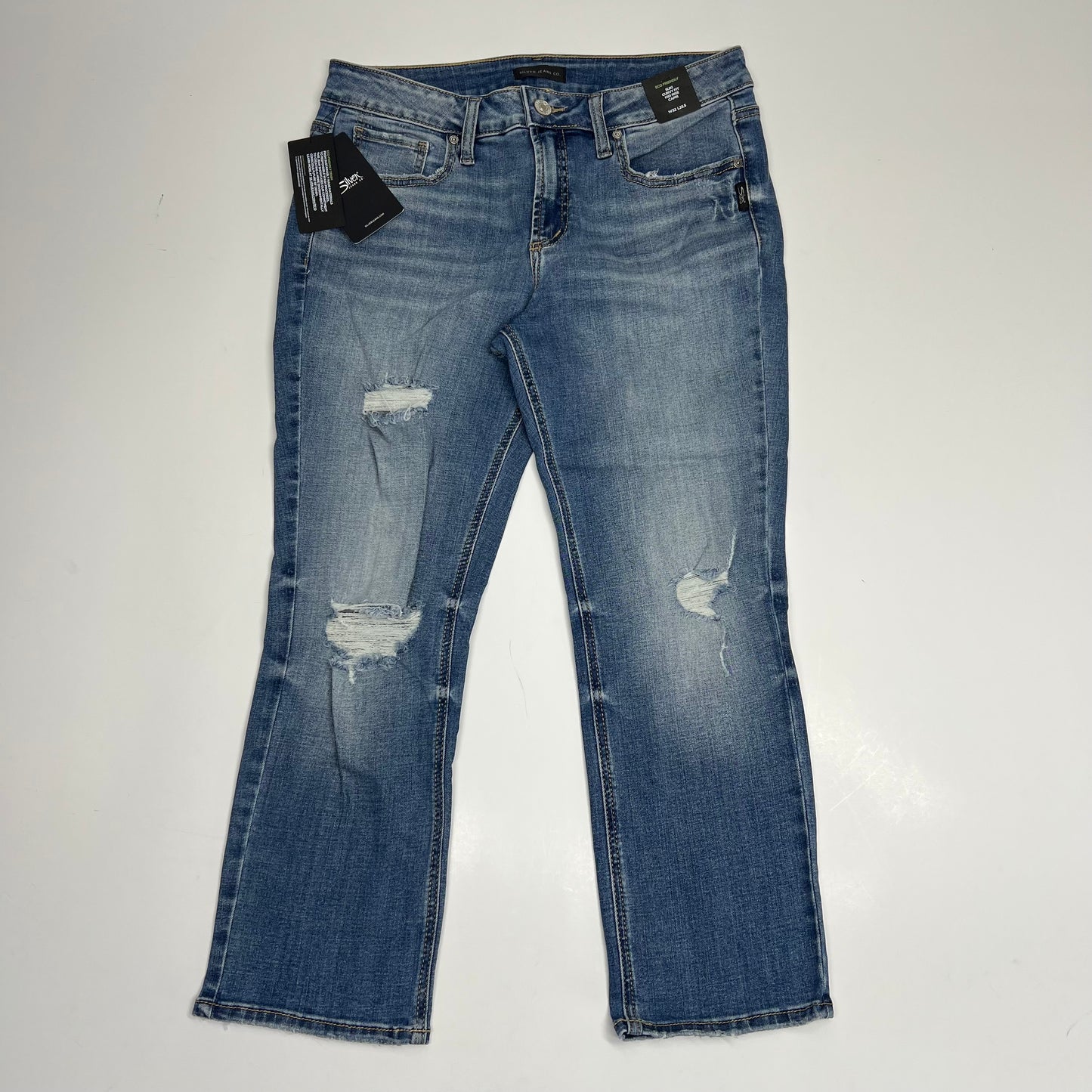 SILVER JEANS CO Suki Curvy Mid Rise Capri Womens Sz 32/23.5 Indigo L43920ECF252