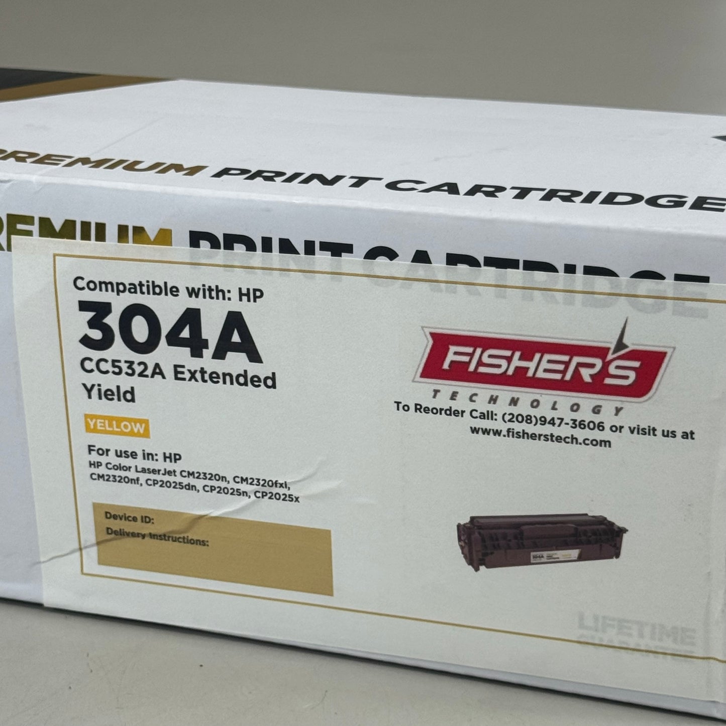 FISHER'S TECHNOLOGY  High Yield Premium Print Cartridge Yellow CC532A (New Other- Distressed Packaging)