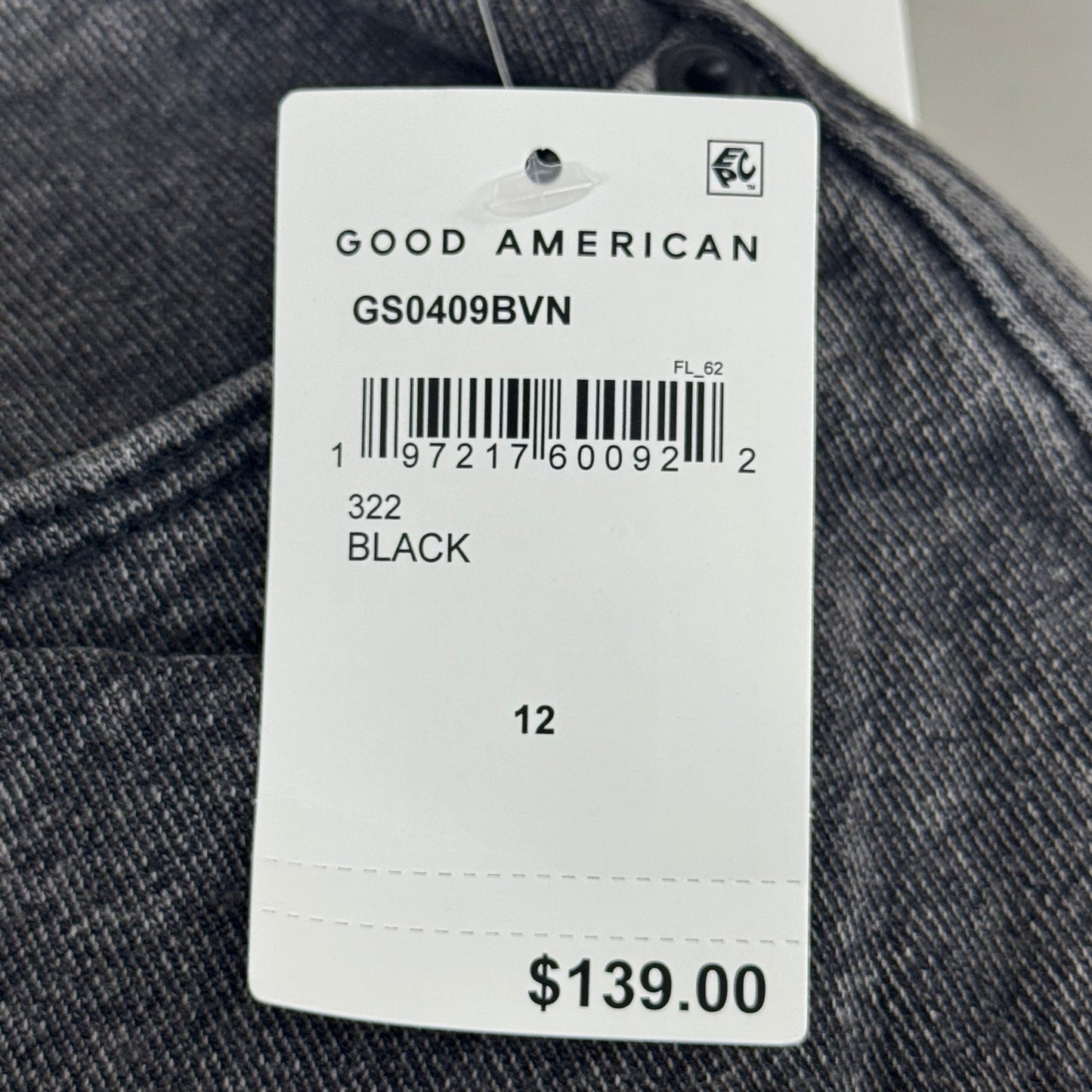 GOOD AMERICAN Jeanius Good Skate Jeans Women's Sz 12 Black GS0409BVN