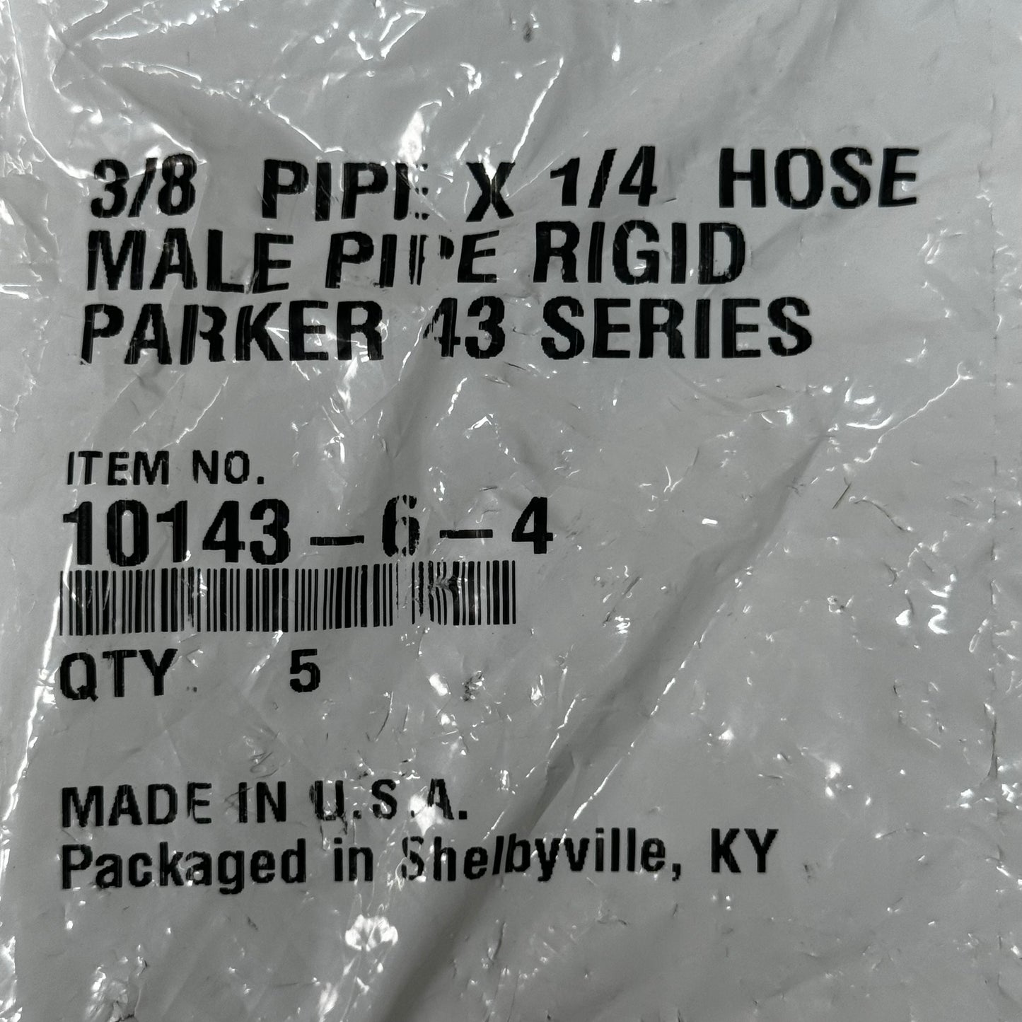 PARKER (5-PACK!) Hydraulic Hose Male Pipe Rigid 43 Series 3/8" x 1/4" Steel 10143-6-4