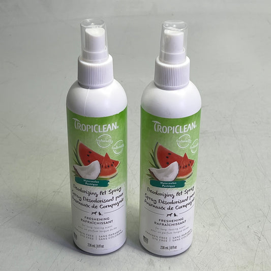 TROPICLEAN (2 PACK) Watermelon Deodorizing Spray Soothes & Conditions 8 fl oz