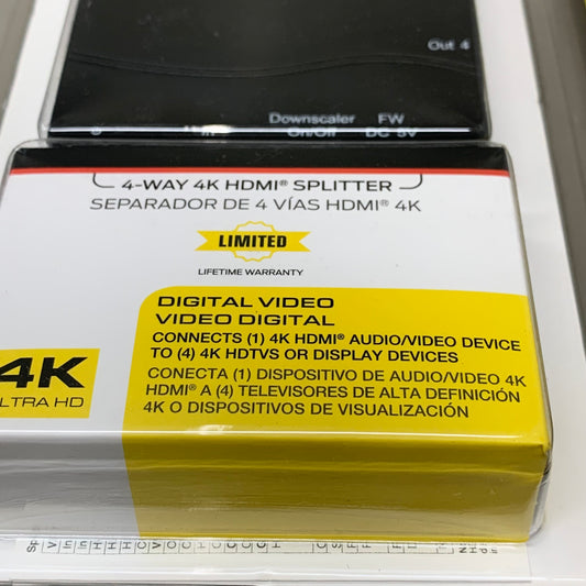 MONSTER 4K 4-Way HDMI Splitter 3"x3"Black JHIU0127