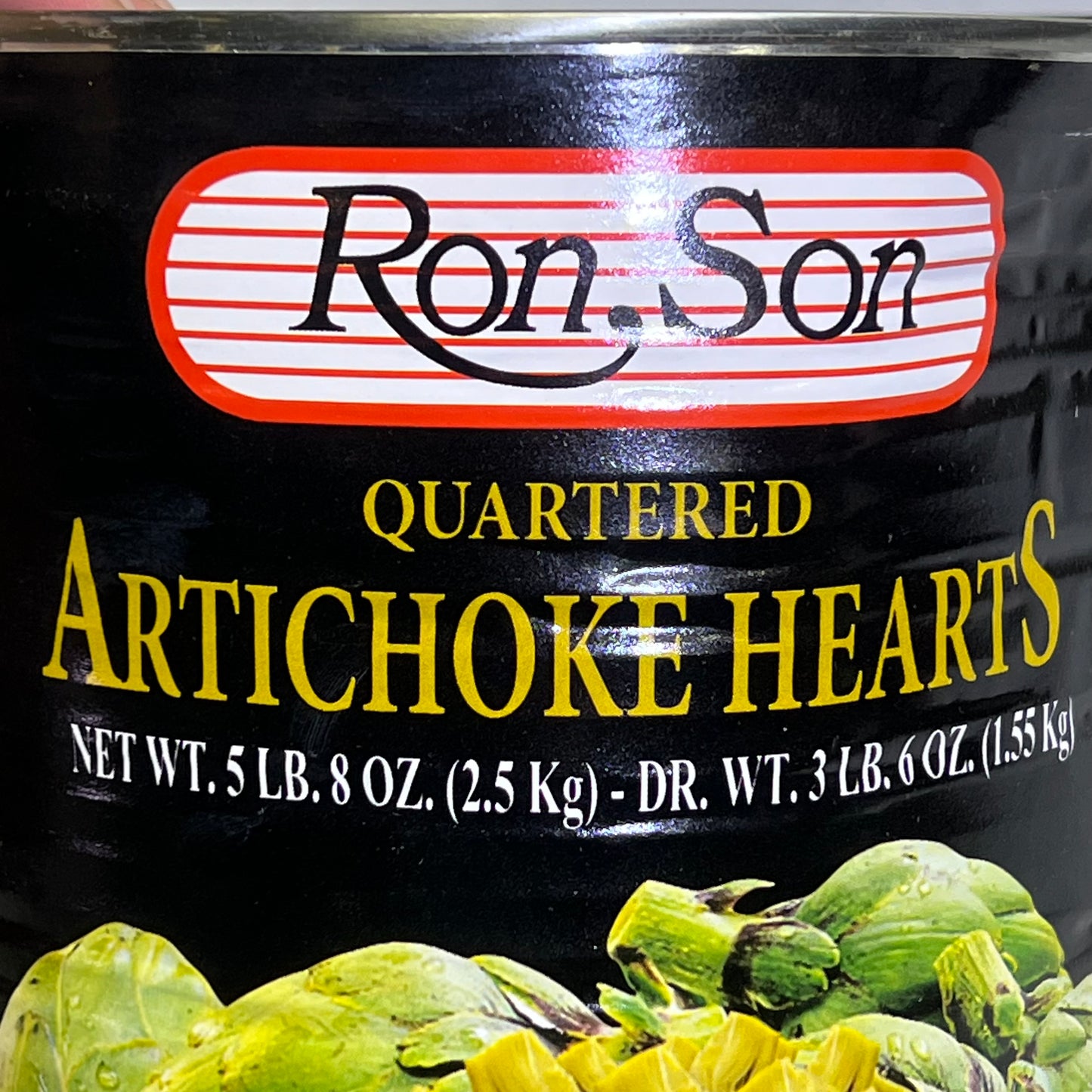 ZA@ RON SON Canned Quartered Artichoke Hearts 5lb - 15 Servings 6297 BB 03/28
