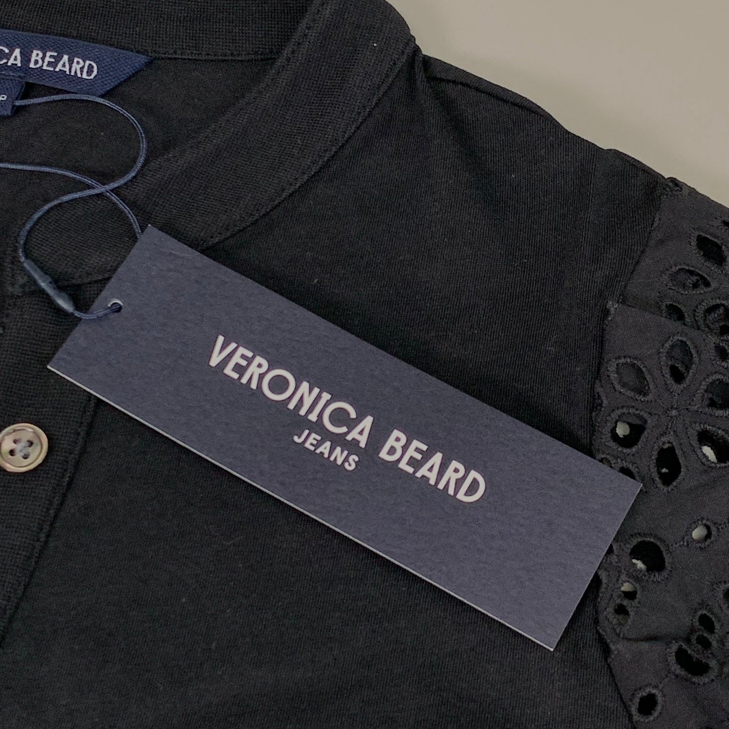 VERONICA BEARD Jeans Women's Coralee Top Lace Sleeves Sz-S Black J2406JY0330831