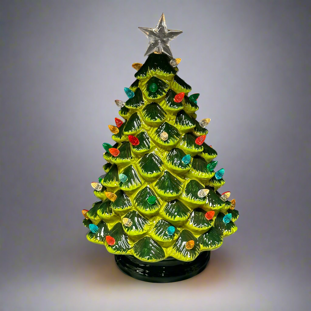 KURT S. ADLER Ceramic Christmas Tree Pre-lit Hand-Painted w/ 64 lights JEL2154