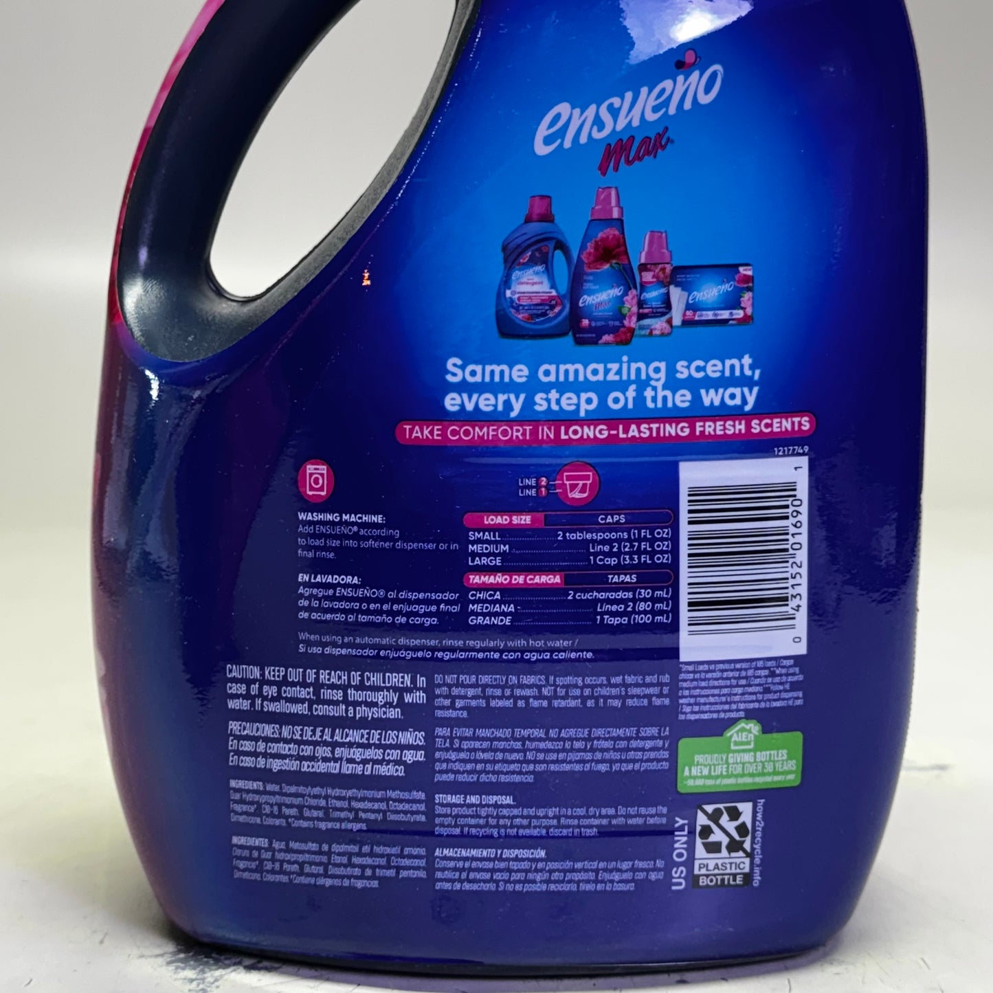 ENSUEÑO MAX (2 PACK Of 123 Loads) Fabric Softener - Spring Fresh Scent 125 fl oz/ 3.7 L Blue