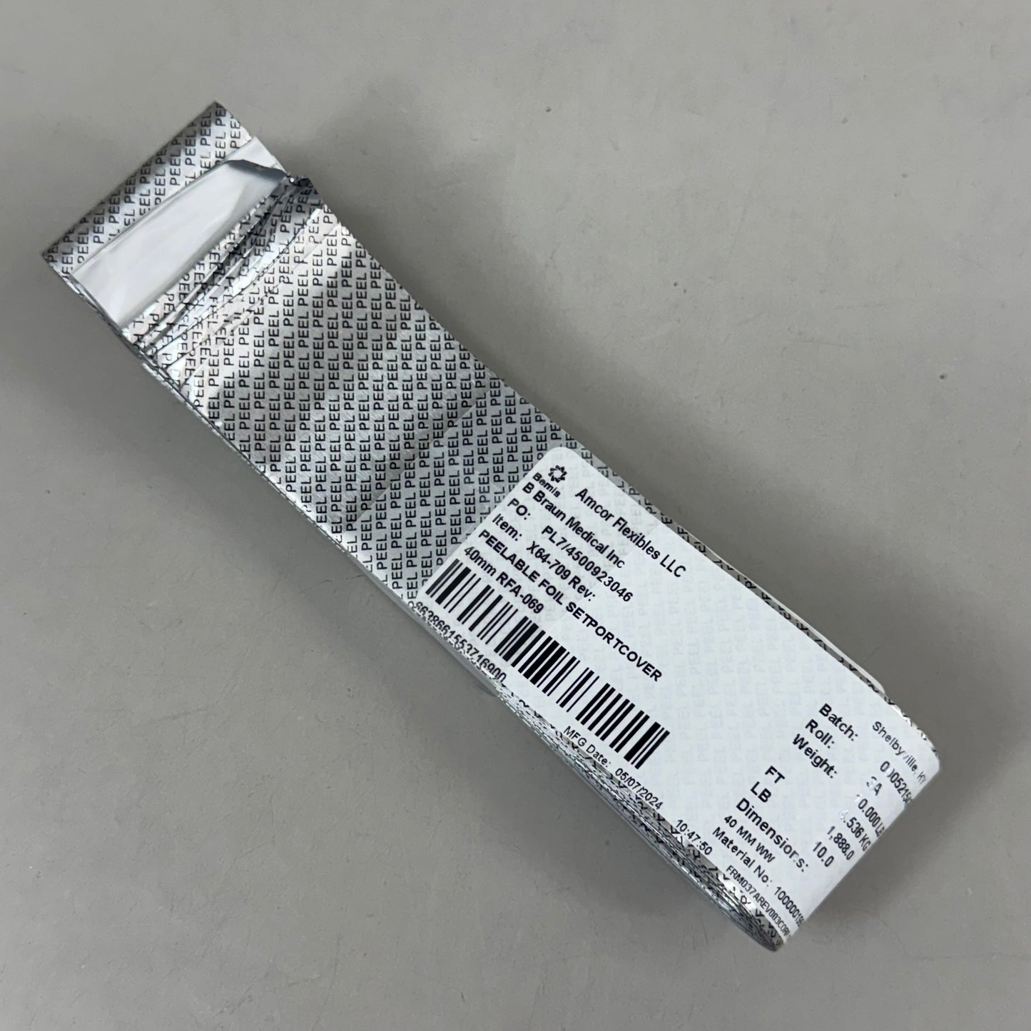 Peelable Foil Set Port Cover 40mm Roll – 10LB (1888FT) Amcor Flexibles