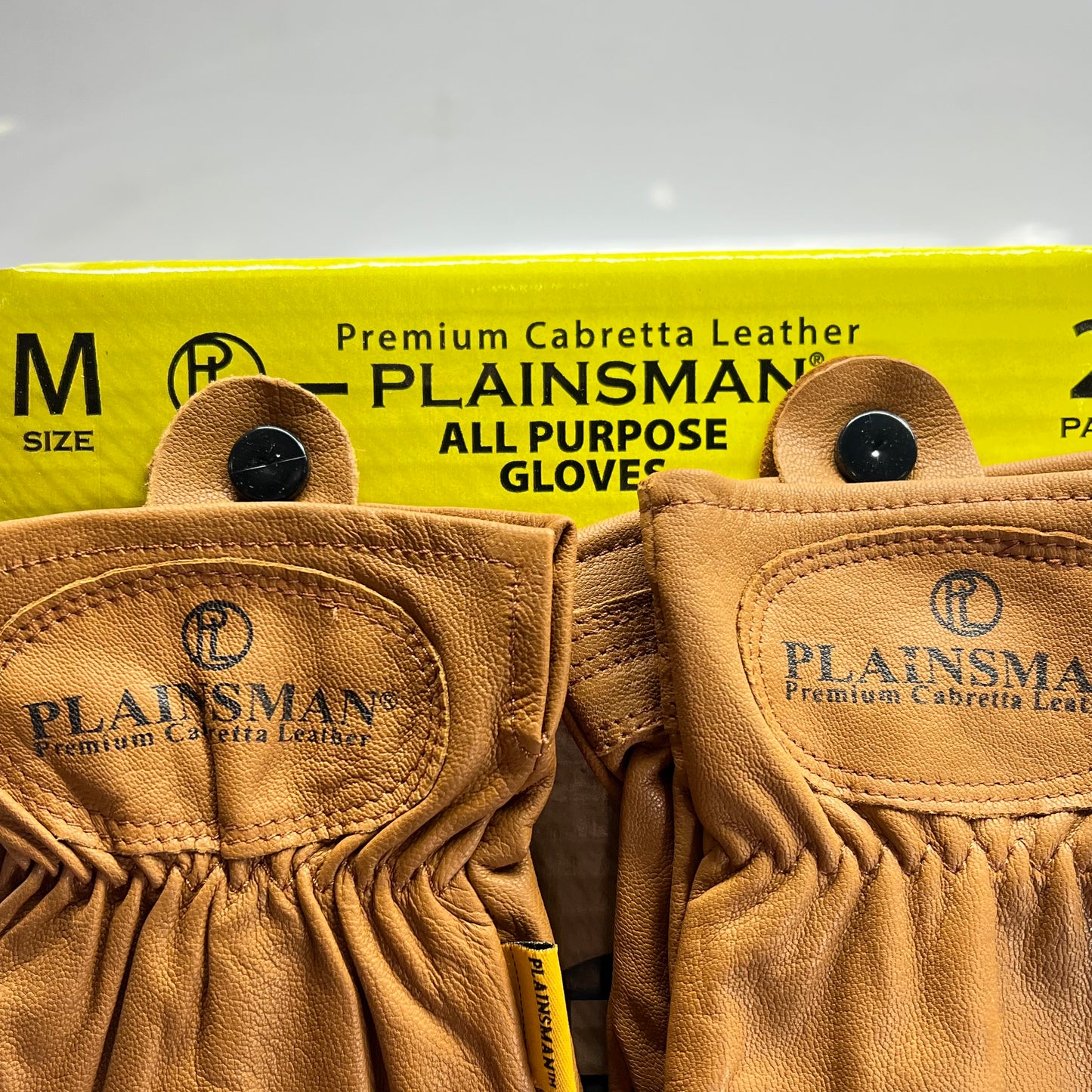 PLAINSMAN (2 PAIRS) Premium Cabretta Leather Gloves Unisex Sz M Brown GC206