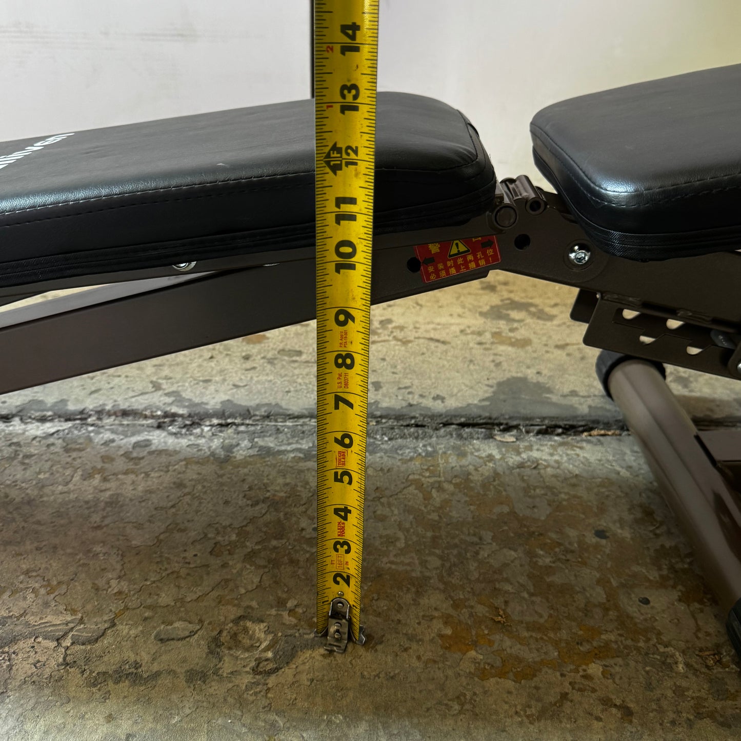 Collapsible Exercise Folding Adjustable Weight Bench  Black/Red Size 46.5"x13.8"18.8"