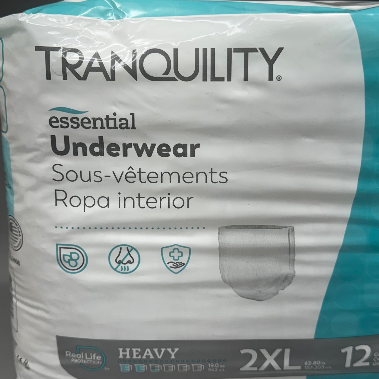 TRANQUILITY Essential Underwear Diapers (2 Pack of 12 Pcs) Sz 2XL