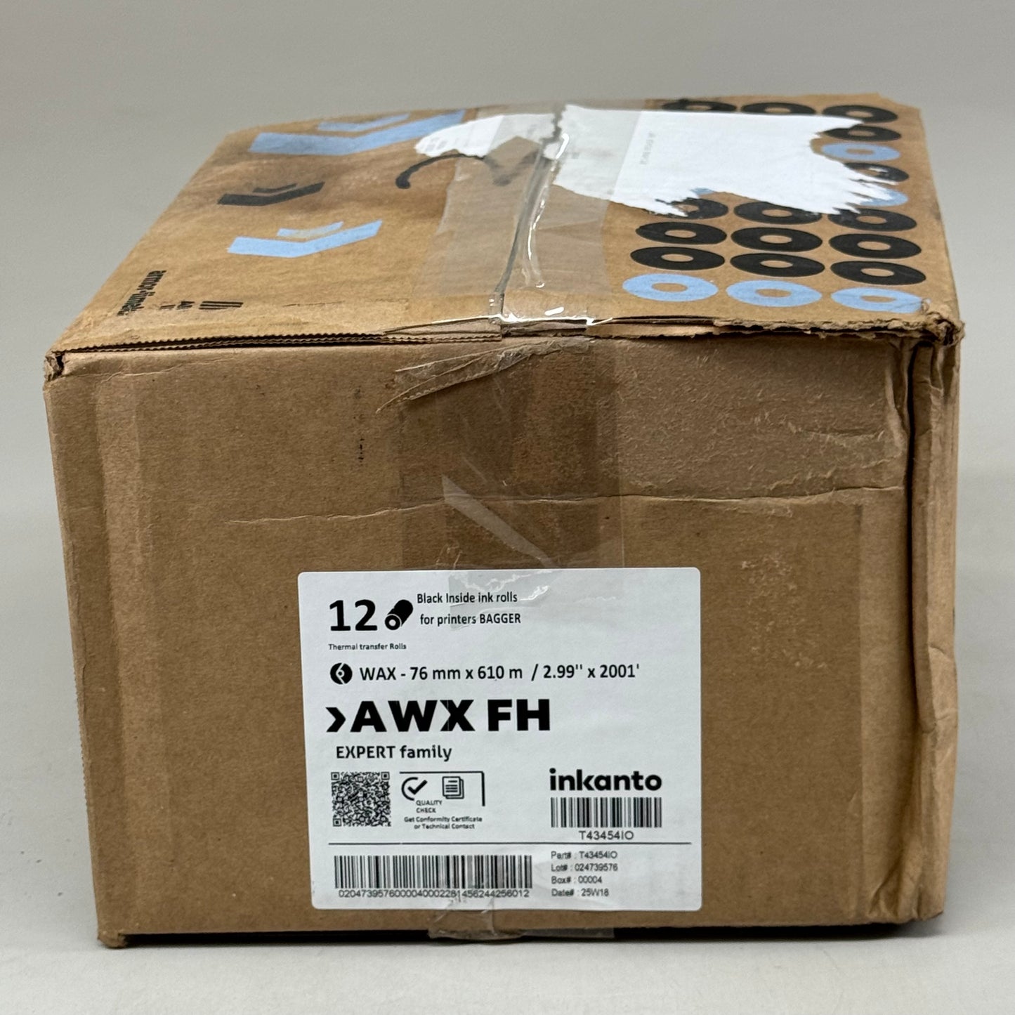 INKANTO (12 Pack) Black Inside Ink Rolls For Printers 2.99"x2001'  Black T43454IO