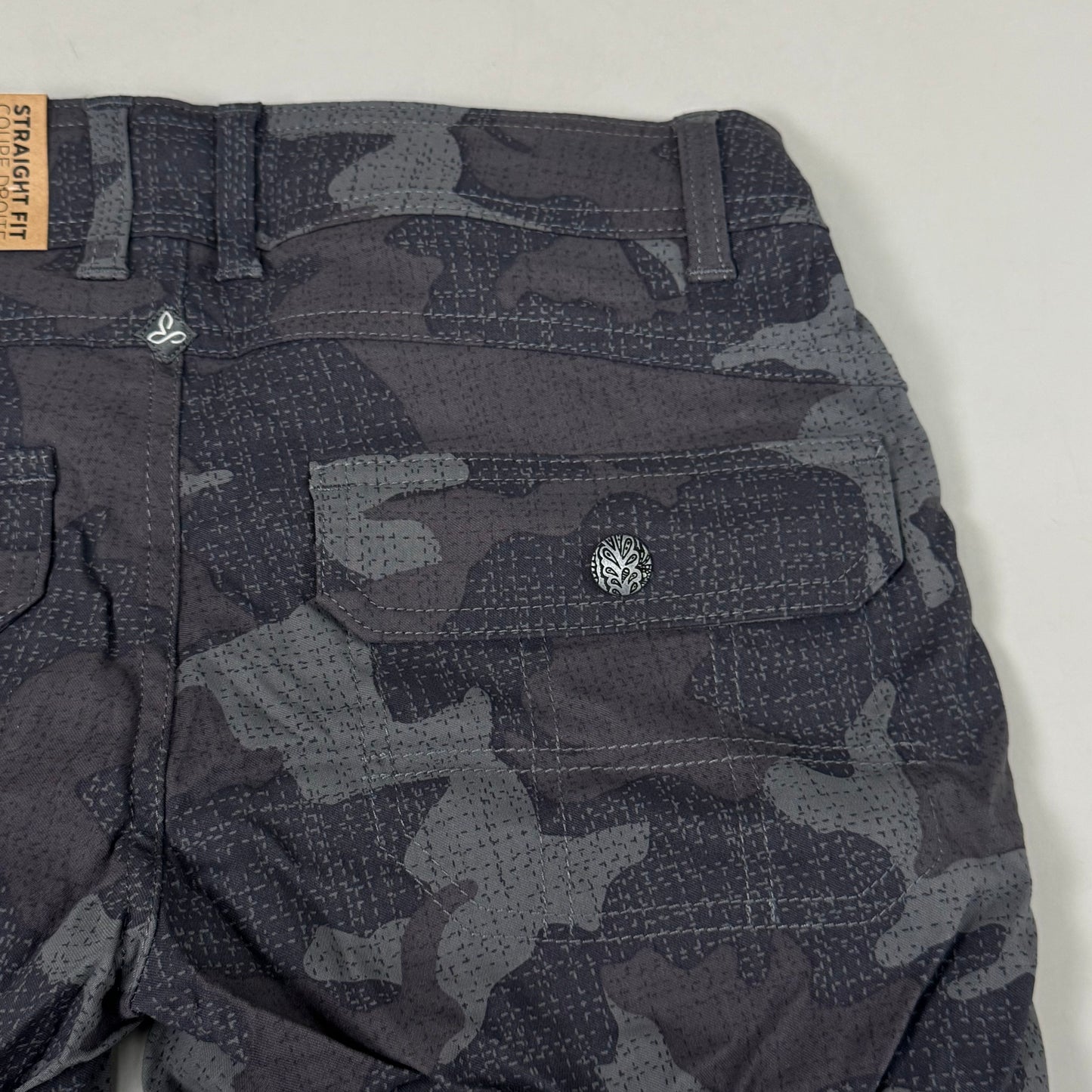 PRANA Halle Straight Regular Inseam Women's Pants Sz 0 Gravel Camo 28" Inseam