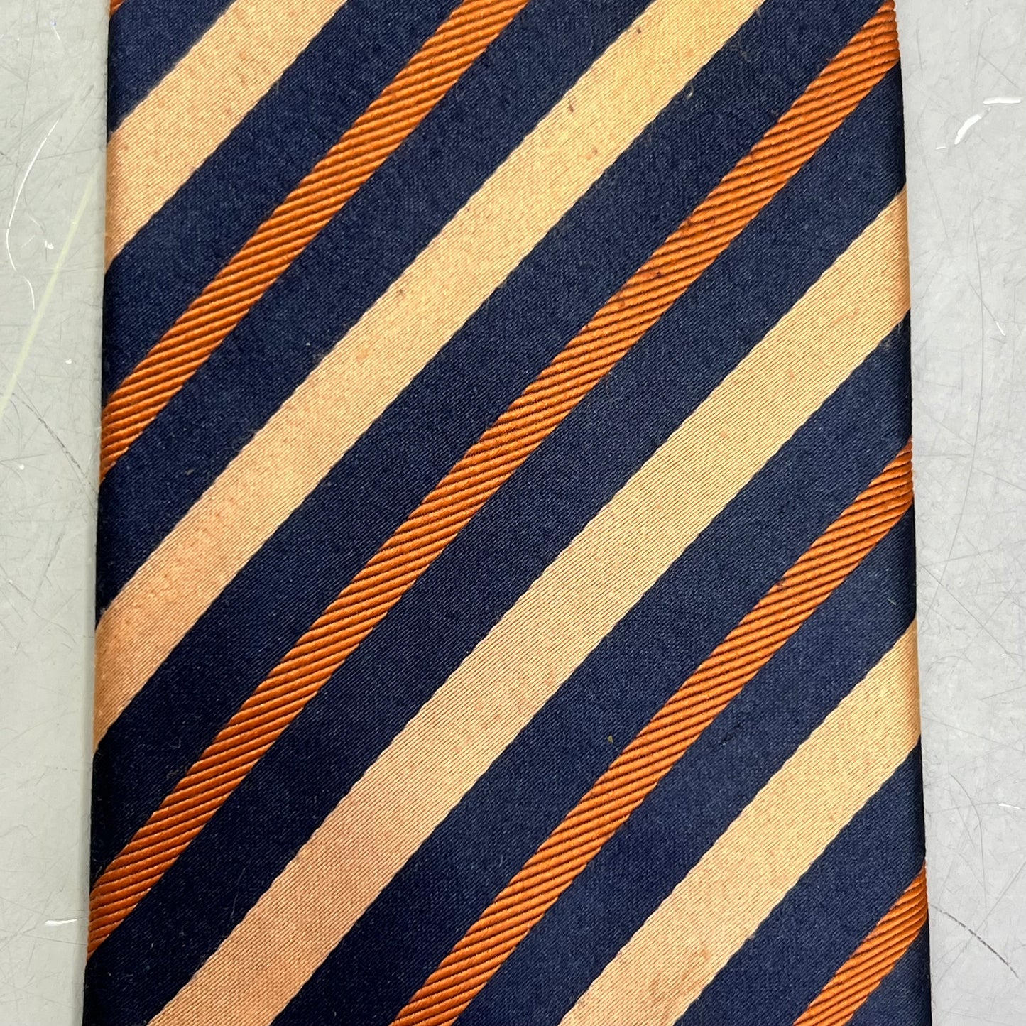 ALEXANDER JULIAN COLOURS Slanted Design Tie 64" Orange/Navy Blue (Pre-Owned)