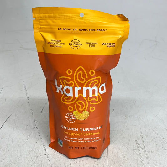 KARMA (6 PACK) Golden Turmeric Air Roasted & Wrapped Cashews  7oz BB 05/27