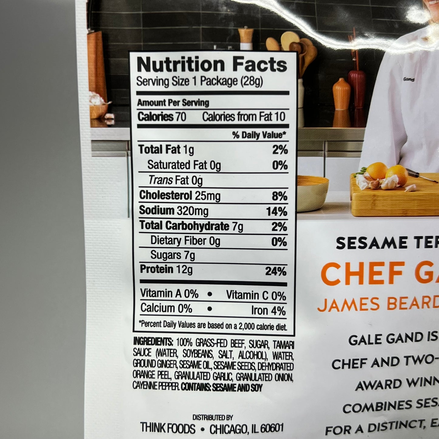 THINK (10 PACK) Gluten Free Grass Fed Sesame Teriyaki Beef Jerky 1oz BB 11/26