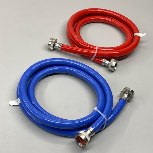 EVERBILT (2 PACK) High Pressure 3/4” Washing Machine Supply Lines 6ft Red/Blue 98290