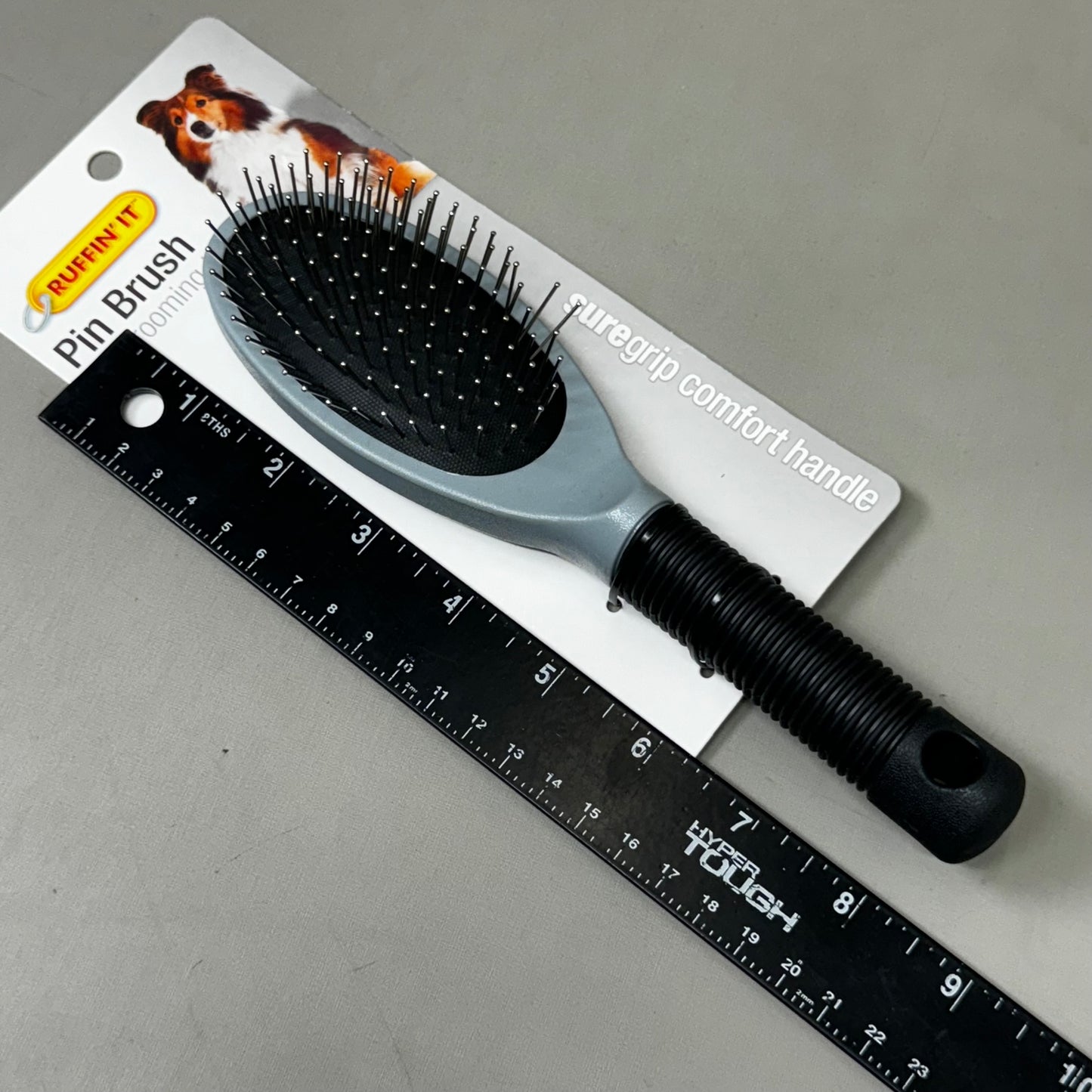 RUFFIN' IT Pin Brush Pet Grooming Brush Supergrip Comfort Handle 8 1/2" 19722