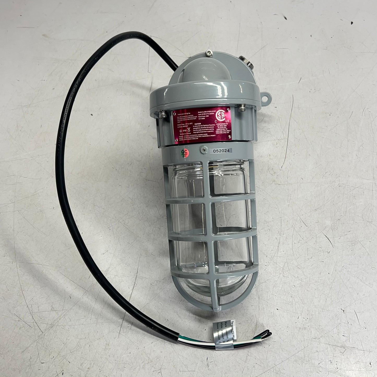 Explosion Proof Led Bay Light 30 Watt 5000K Color Temp Grey EX-30W-OY50D120CM