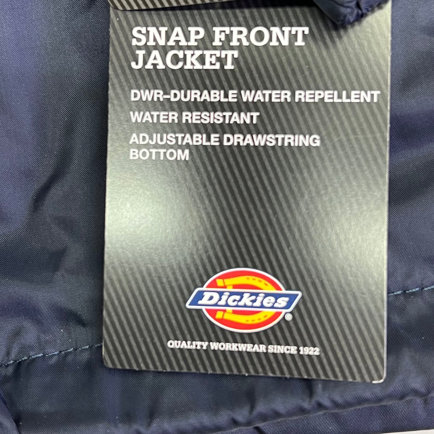 DICKIES Snap Front Nylon Jacket Water Resistant Men's Sz L Dark Navy 76242DN