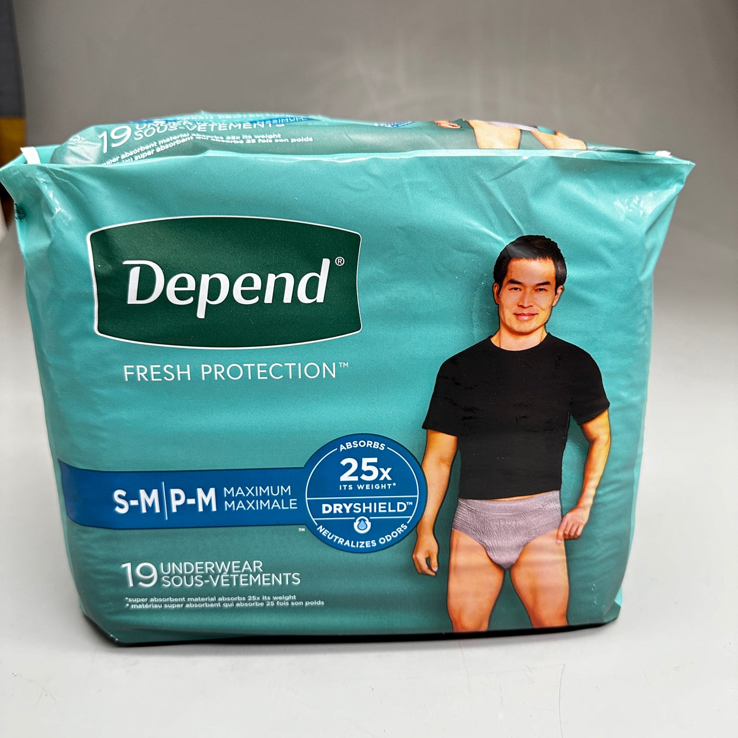 DEPEND Male Adult Incotinence Underwear 2PKs of 19 S-M