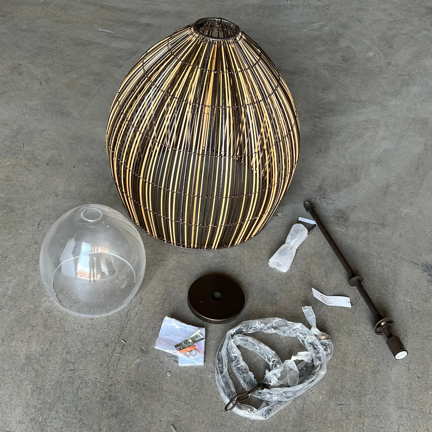 TROY LIGHTING Holden Weave Faux Reed Outdoor Chandelier 25"w X 41"h Brown F753